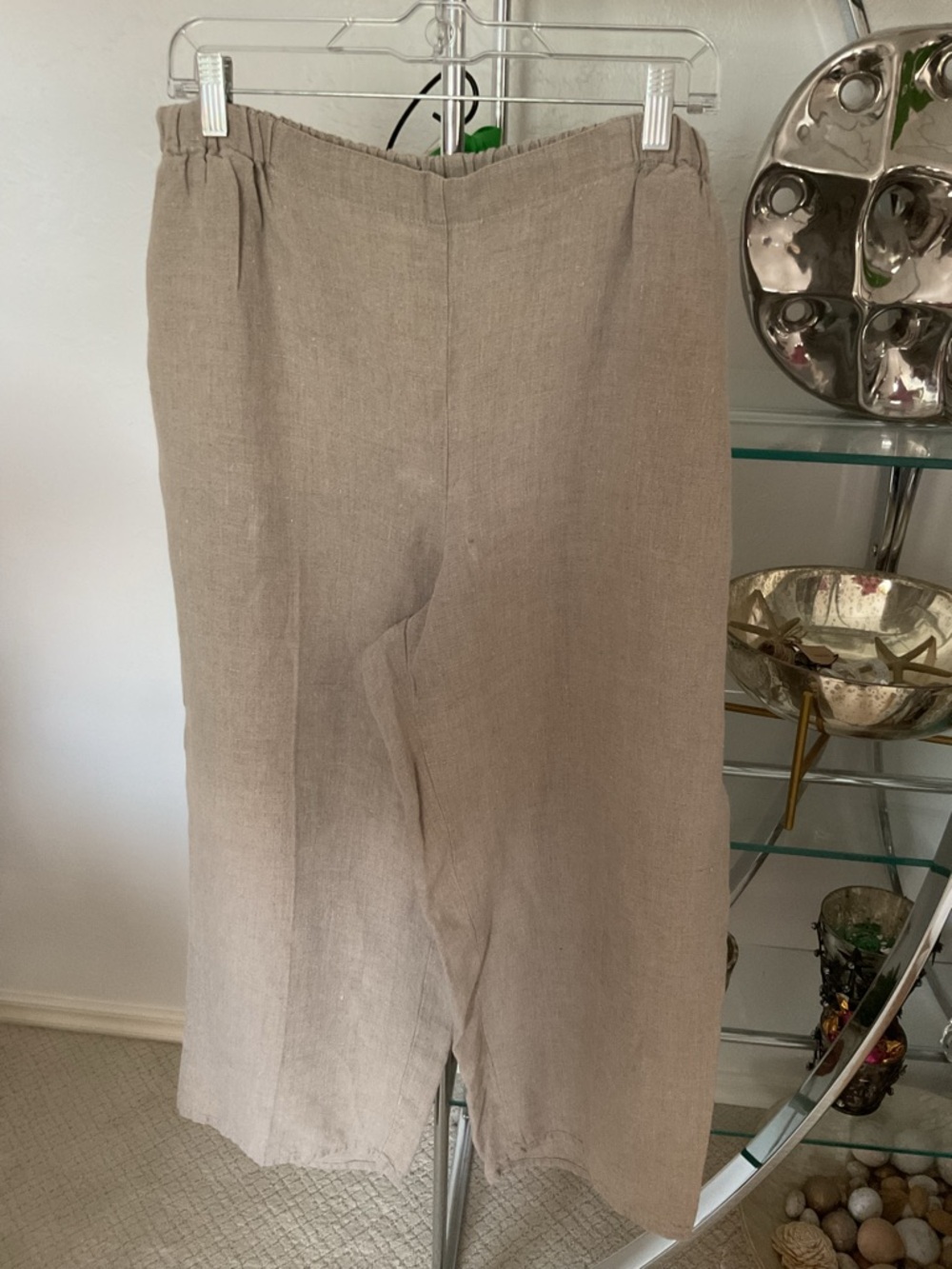 Flax Linen Wide-Leg Pants — Beige